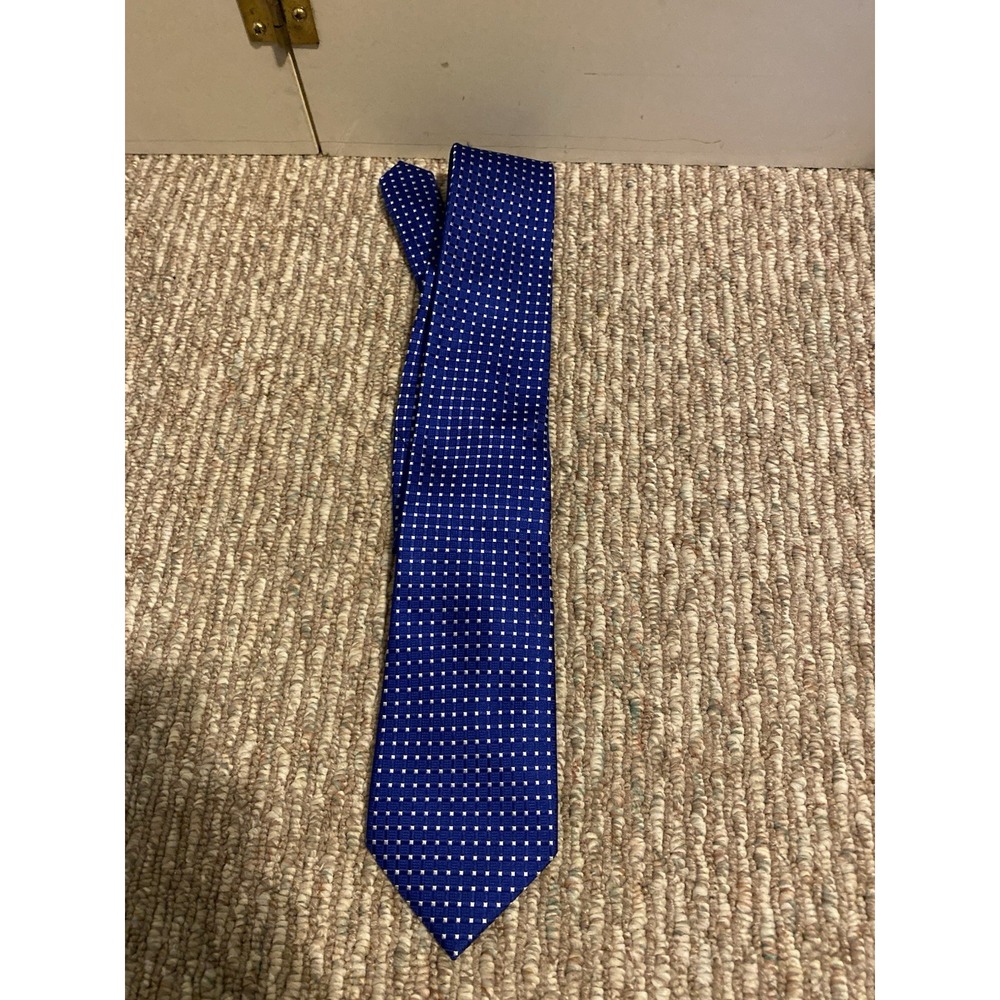 Donald J Trump Signature Collection Blue Geometric Silk Tie Crest Logo Men’s